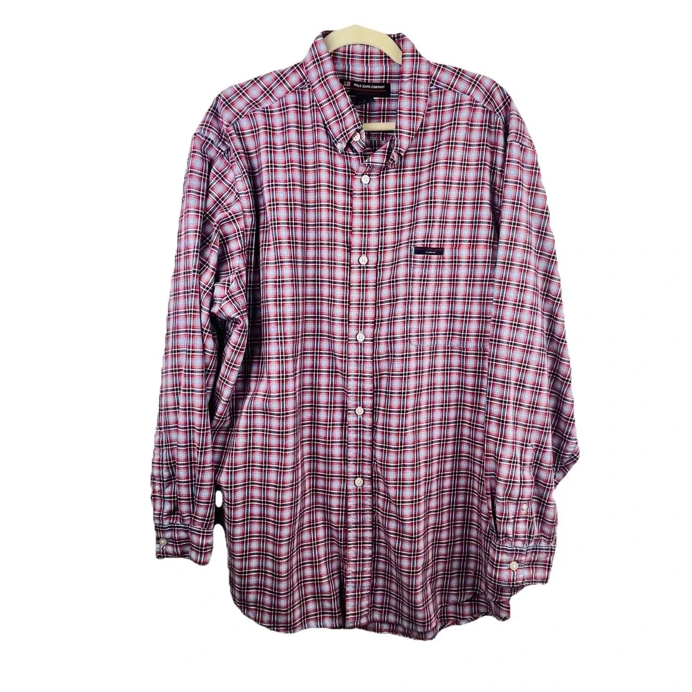 Polo Jeans Ralph Lauren Men's Shirt Large Red Blue White Plaid Button Up Pony